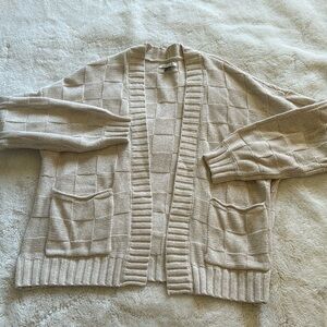 Beige checker cardigan